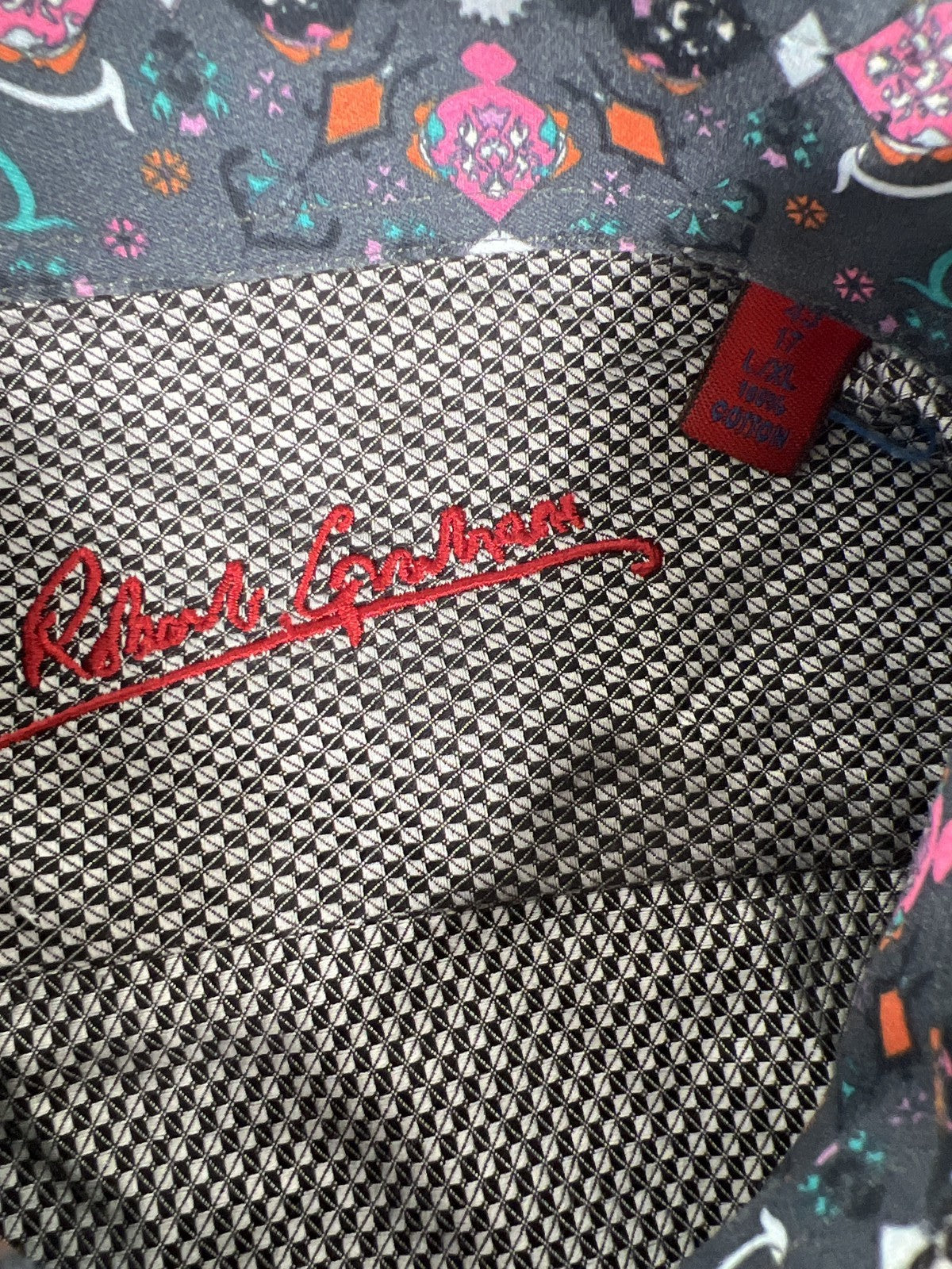 Robert Graham Men’s Black/White Long Sleeve Button Up Dress Shirt - 43 - L/XL