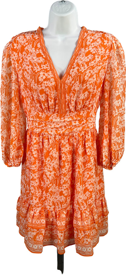 Max Studio Women’s Orange/White Floral 3/4 Sleeve Sundress - XS