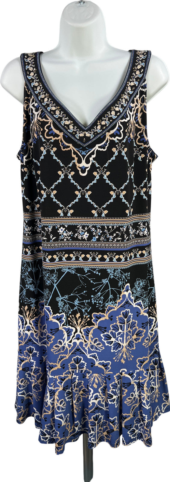 White House Black Market Women’s Black/Blue Pleated Bottom Shift Dress - 1X Plus