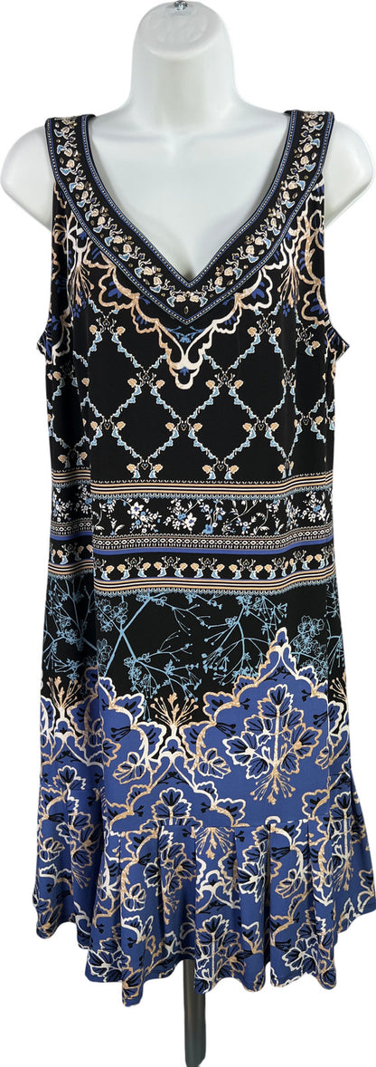 White House Black Market Women’s Black/Blue Pleated Bottom Shift Dress - 1X Plus