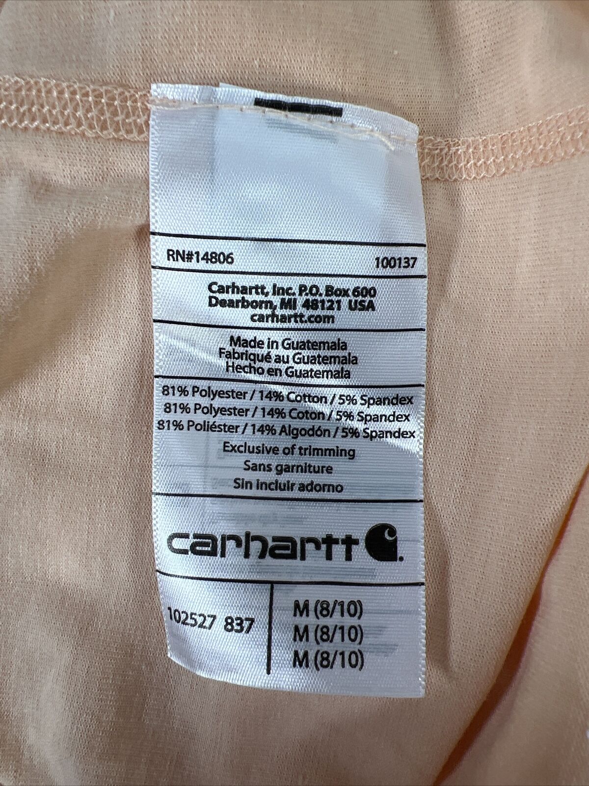 Carhartt Women's Orange V-Neck Short Sleeve T-Shirt - M