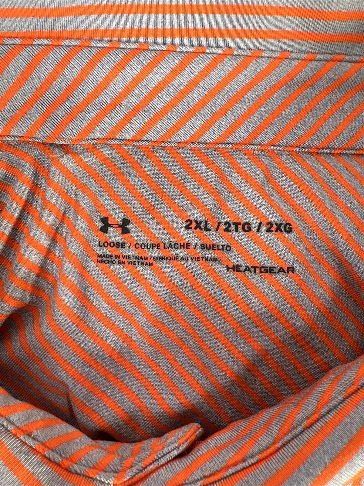 Under Armour Men's Orange Striped HeatGear Golf Polo Shirt - 2XL