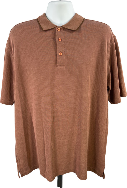 Bugatchi Men’s Brown Short Sleeve Textured Short Sleeve Polo - XL