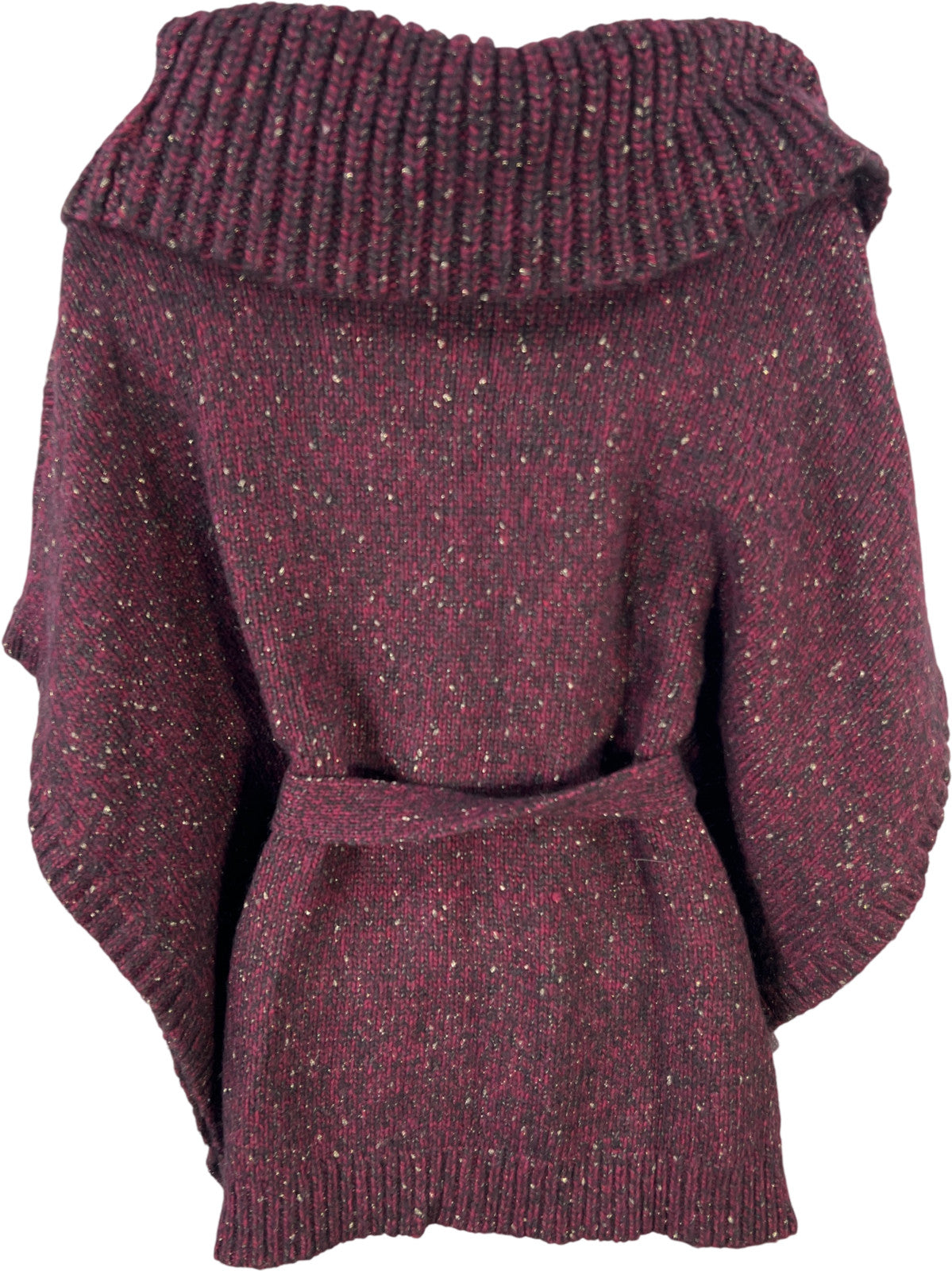 White House Black Market Women’s Burgundy Cowl Neck Poncho Sweater - M
