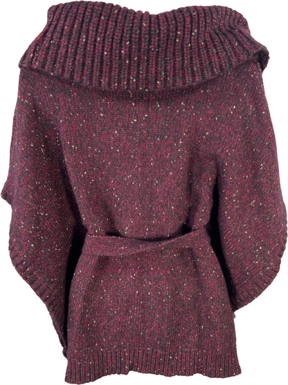 White House Black Market Women’s Burgundy Cowl Neck Poncho Sweater - M