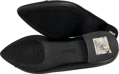 Clarks Collection Women’s Black Leather Natalyn Wish Pointed Low Heel Flats - 8