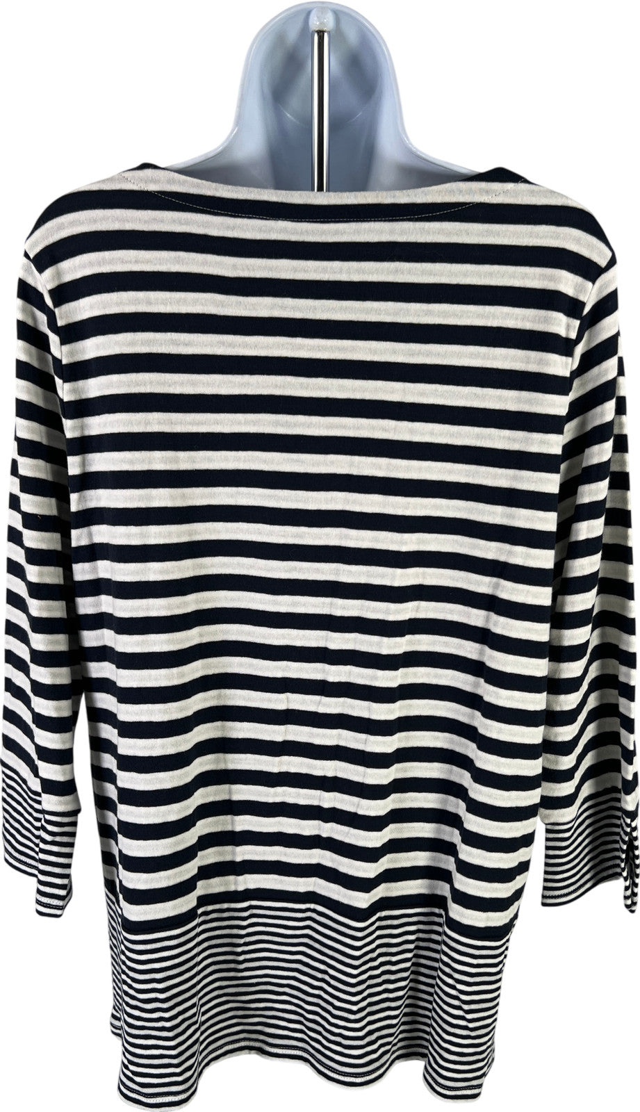 J.Jill Women’s Blue Striped 3/4 Slit Sleeve T-Shirt - M