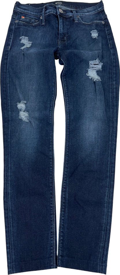 Hudson Women’s Dark Wash Mid Rise Nico Super Skinny Distressed Denim Jeans - 26
