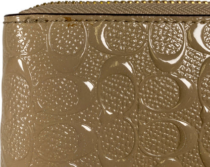 Coach Women’s Beige Embossed Patent Leather Accordion Wallet