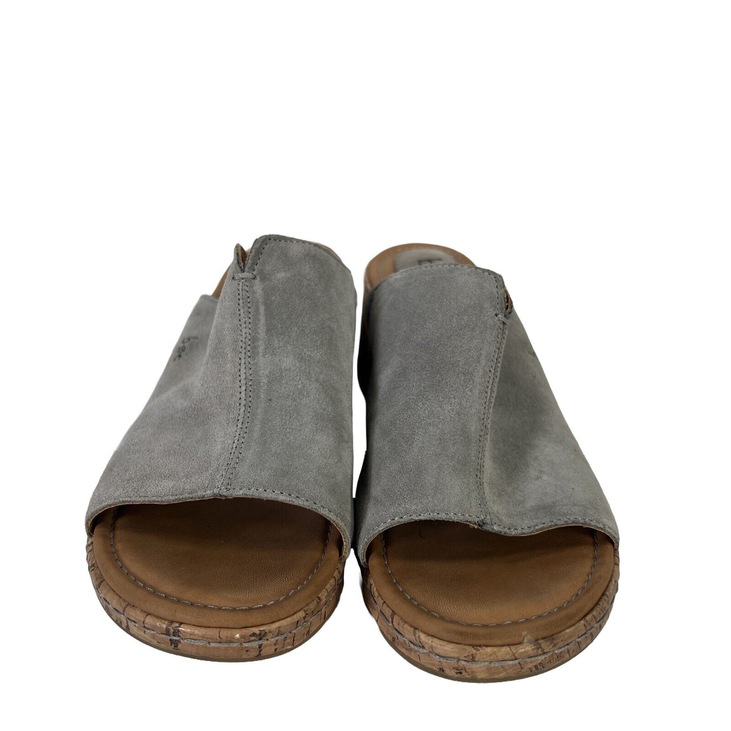 BOC Women's Gray Suede Open Toe Wedge Sandals - 8
