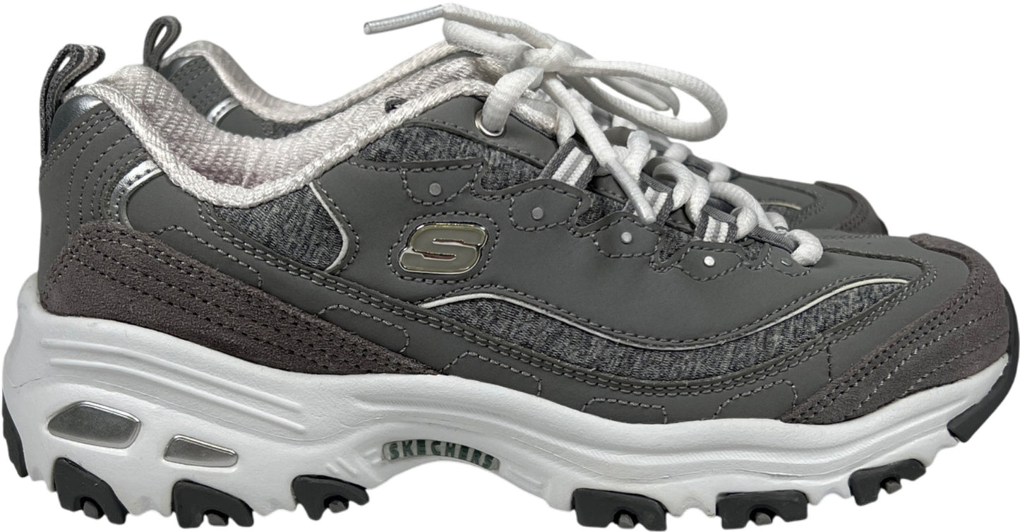 Skechers Women’s Gray D’Lites Air Cooled Memory Foam Lace Up Sneakers - 6.5