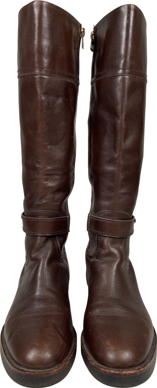 Coach Women’s Brown Leather Eva Full Zip Riding Boots - 8.5