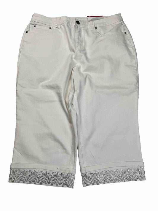 NEW Christopher and Banks Women's White Studded Capri Jeans - Petite 14P