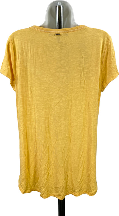 White House Black Market Women’s Yellow Everyday Short Sleeve V-Neck Tee - M