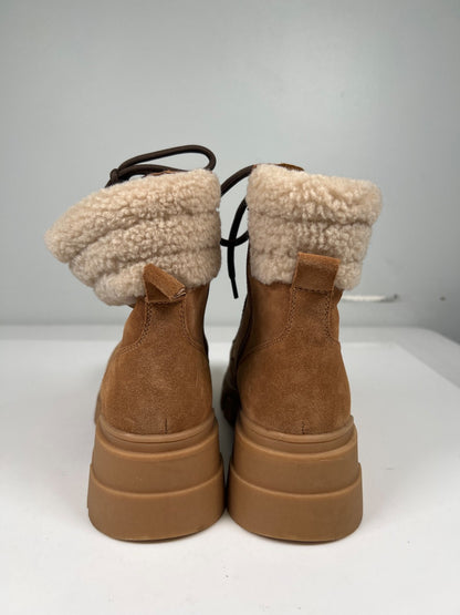 Marc Fisher Women’s Beige/Brown Aboli Suede Combat Boots - 8.5