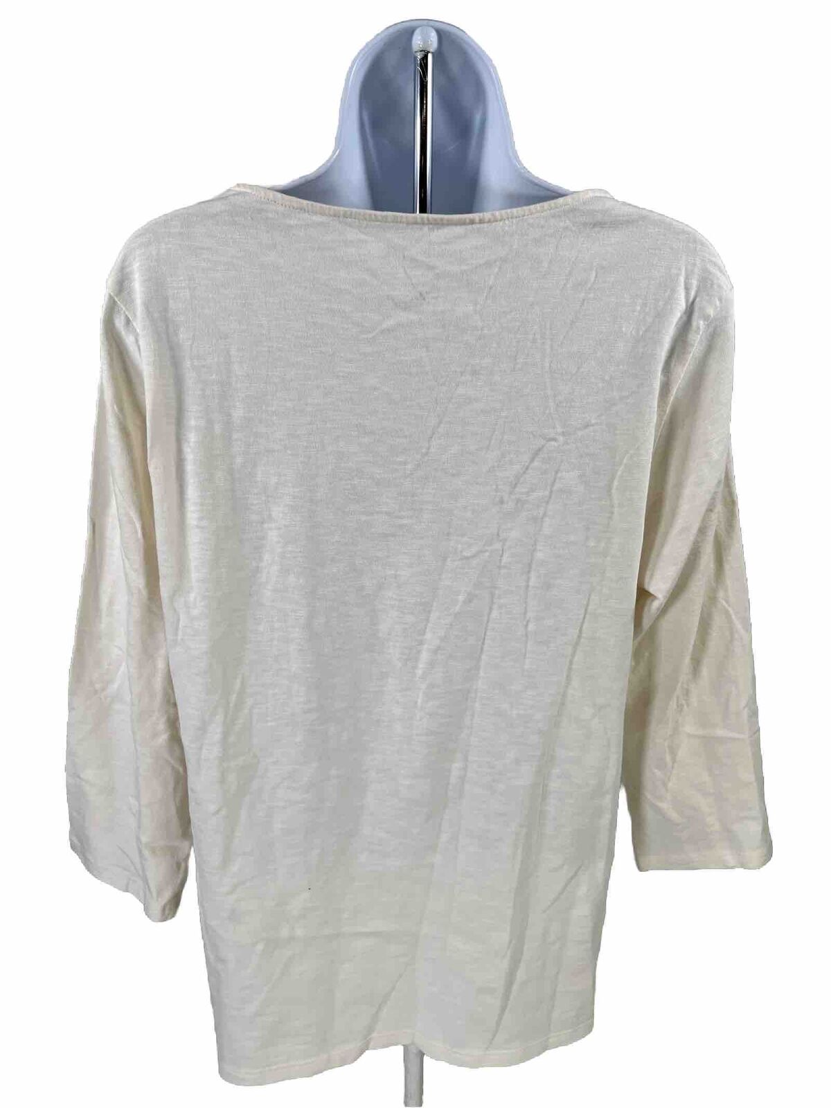 NEW Coldwater Creek Women's Ivory 3/4 Sleeve T-Shirt - L/14
