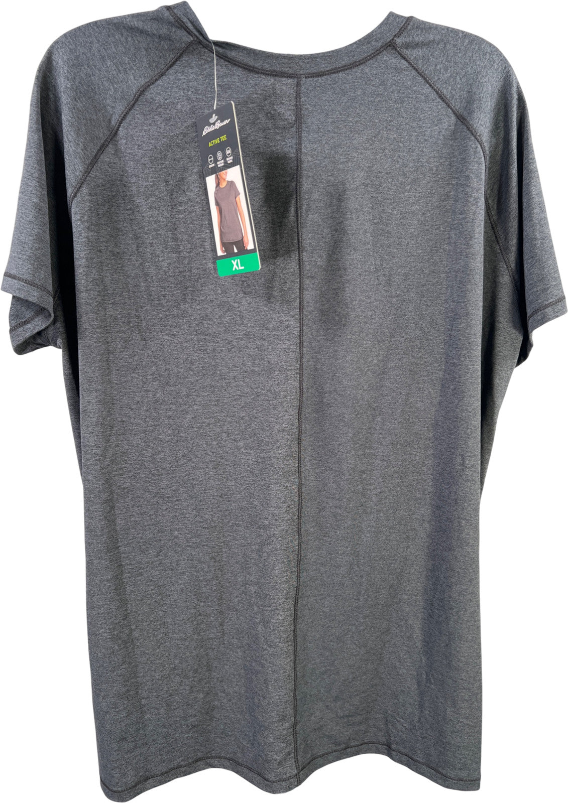 Eddie Bauer Women’s Black/Gray Heathered Short Sleeve Athletic Shirt - XL