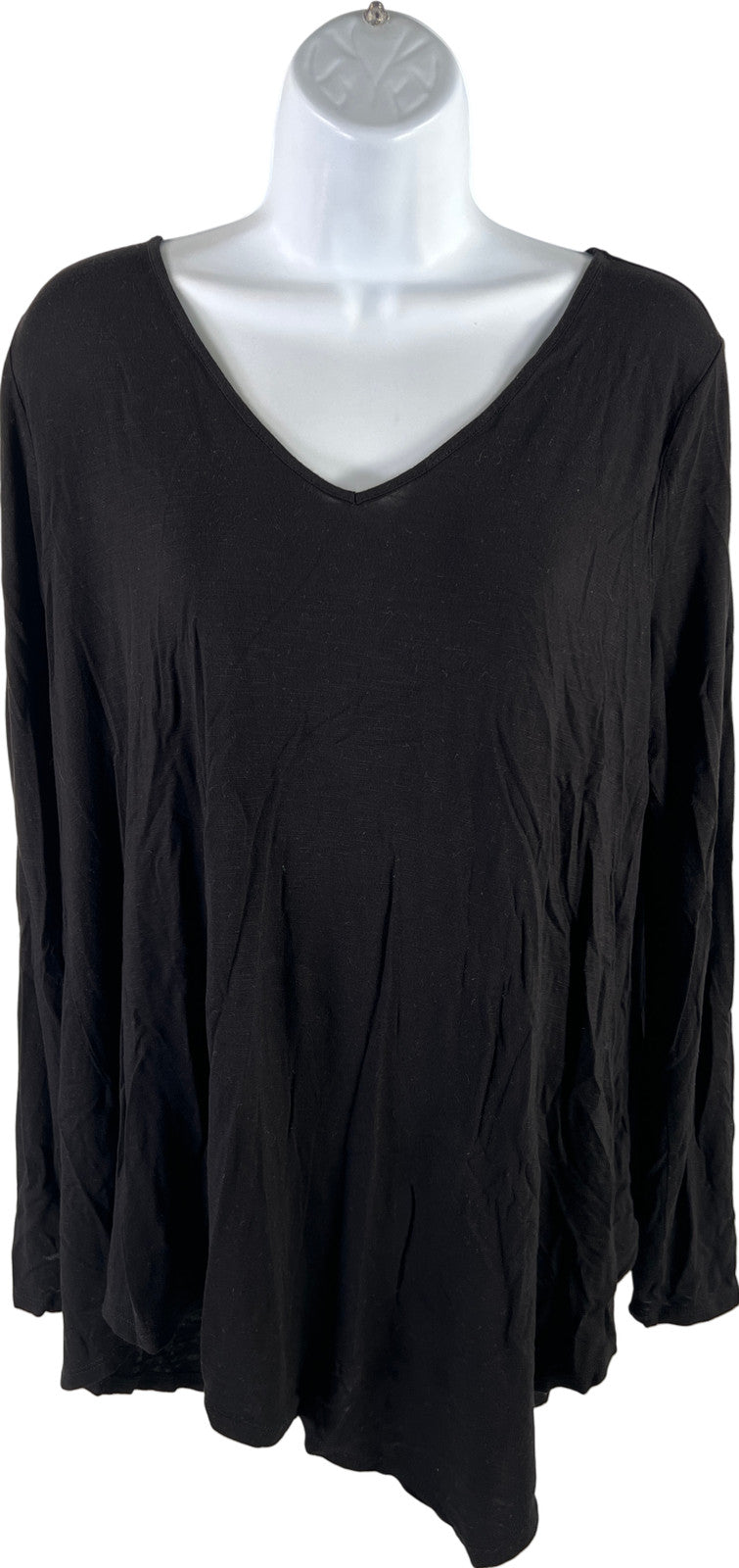 White House Black Market Women’s Black Long Sleeve V-Neck Shirt - L