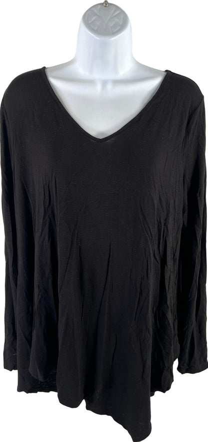 White House Black Market Women’s Black Long Sleeve V-Neck Shirt - L