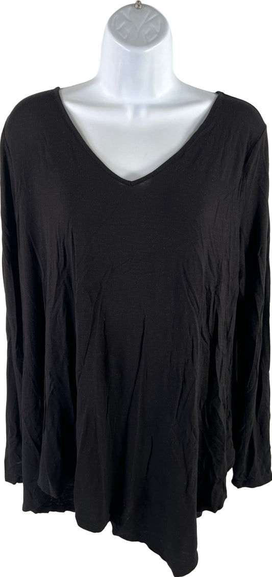 White House Black Market Women’s Black Long Sleeve V-Neck Shirt - L