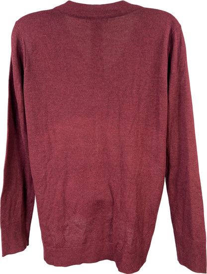 Staccato Women’s Burgundy Long Sleeve Thin Knit Button Accent Sweater - S