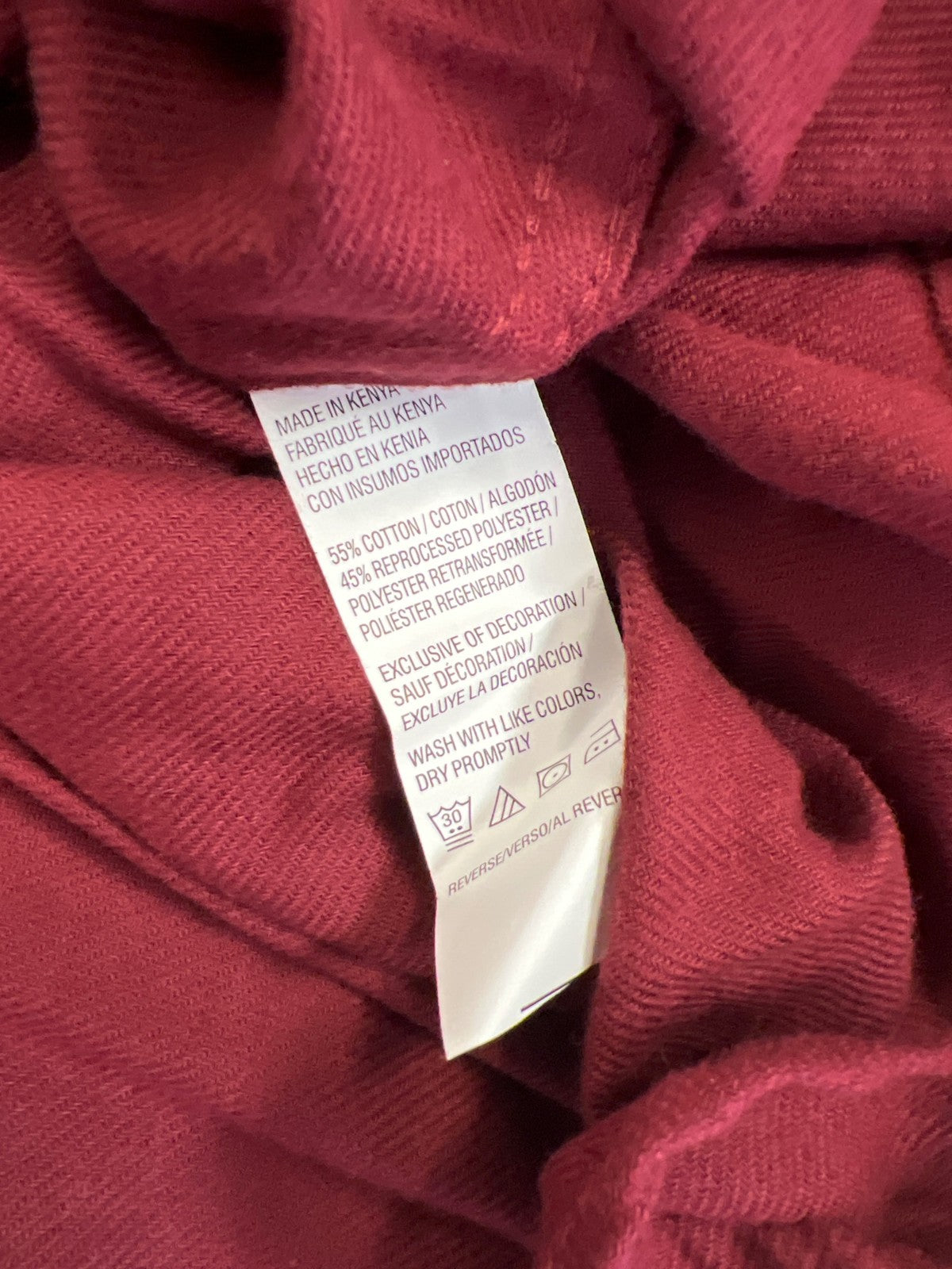 Izod Men’s Burgundy Long Sleeve Classic Flannel Button Up Shirt - XL