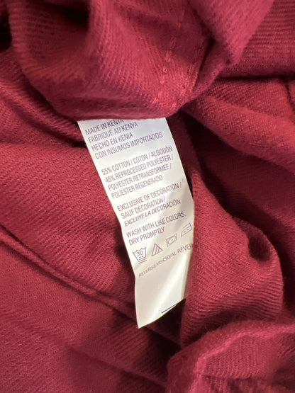 Izod Men’s Burgundy Long Sleeve Classic Flannel Button Up Shirt - XL