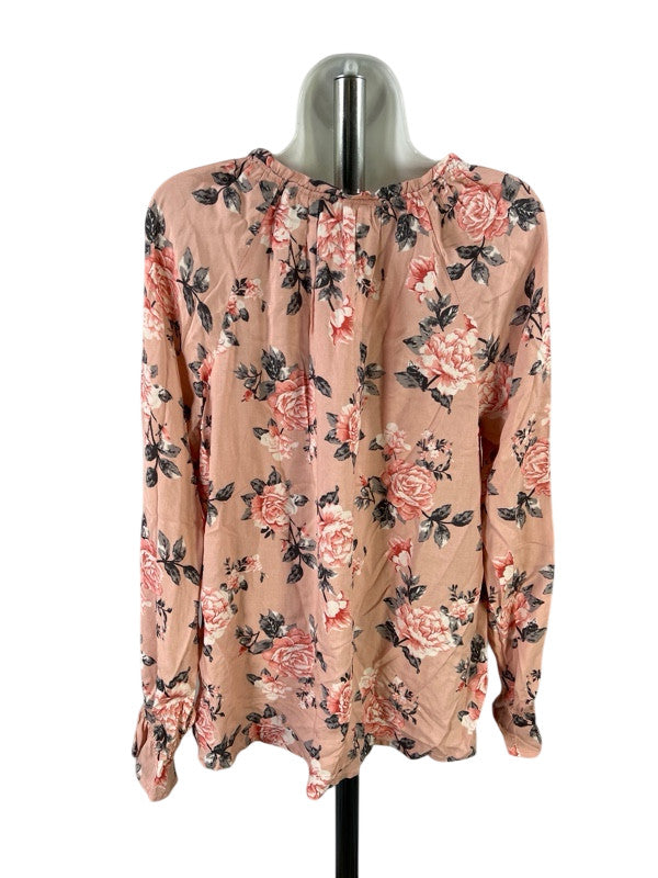 C and C California Women's Pink Floral Long Sleeve Blouse - L