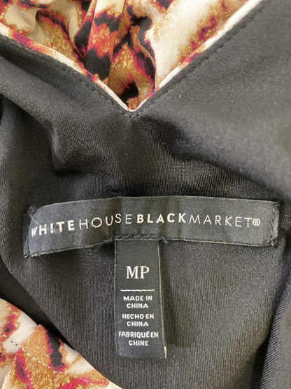 White House Black Market Womens White & Pink Sleeveless Smocked Dress - Petite M