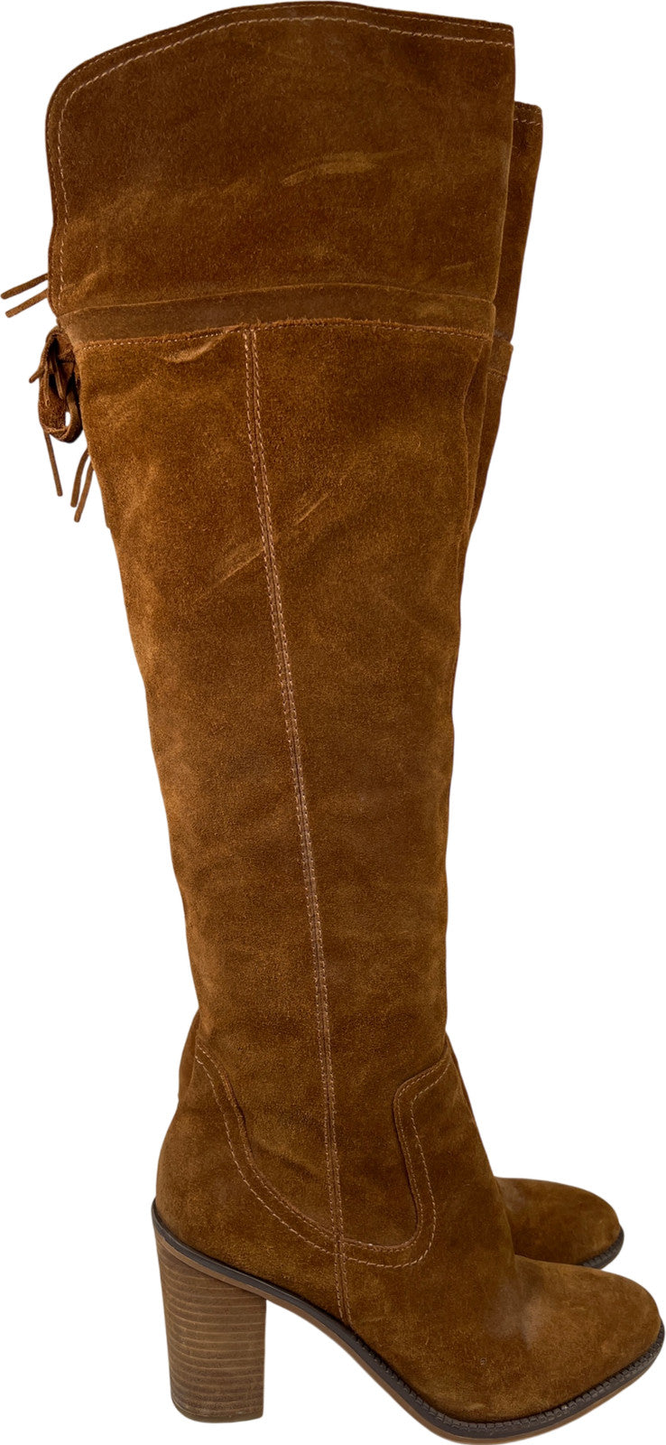 Franco Sarto Women’s Brown Suede Elnora Over The Knee Heeled Boots - 8.5