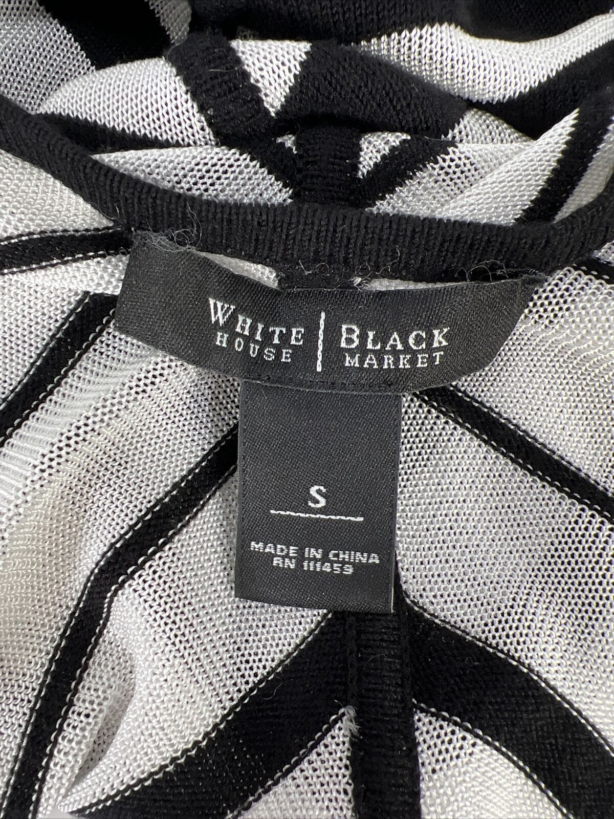 White House Black Market Womens Black/White Sheer Long Sleeve Cardigan -S