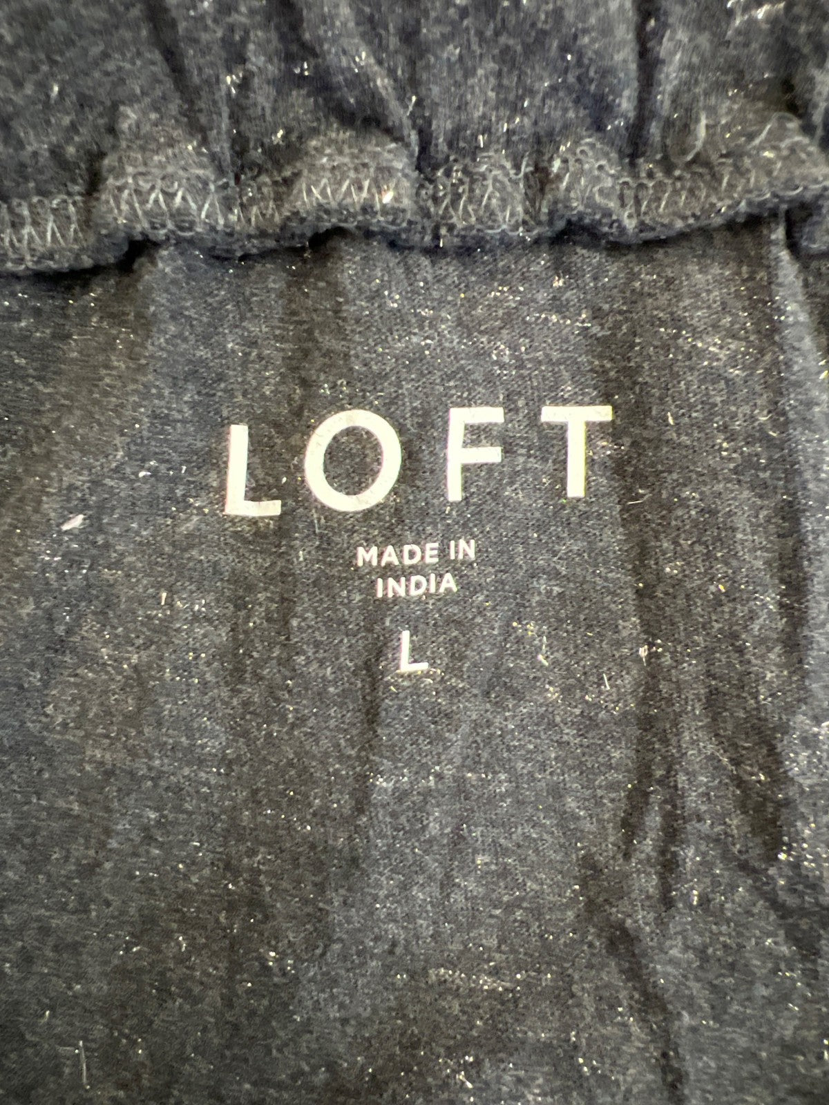 LOFT Women’s Blue Metallic Off The Shoulder 3/4 Sleeve Blouse - L