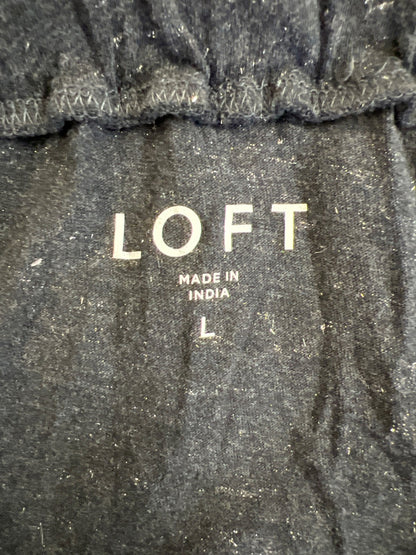 LOFT Women’s Blue Metallic Off The Shoulder 3/4 Sleeve Blouse - L