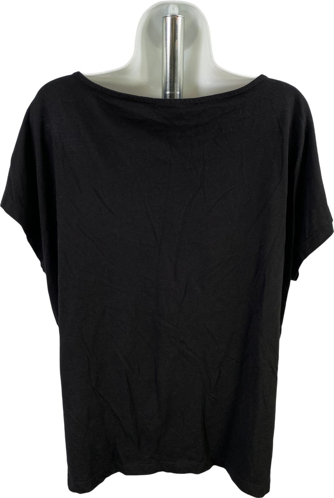 Chico’s Women’s Black Embroidered Cap Sleeve T-Shirt - 2/US L