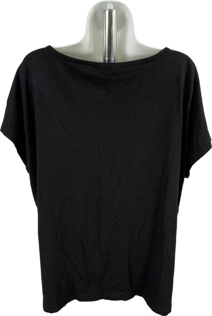 Chico’s Women’s Black Embroidered Cap Sleeve T-Shirt - 2/US L