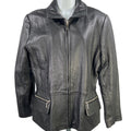 Jones New York Women's Black Leather Full Zip Jacket - M