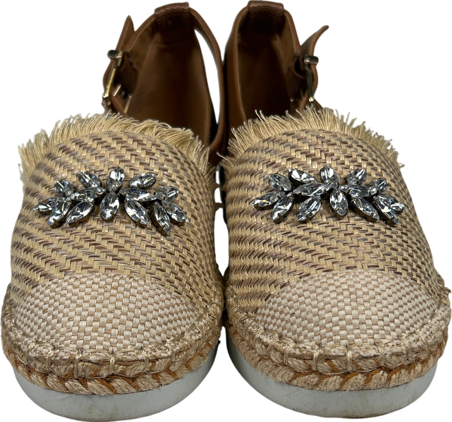 Crown Vintage Women’s Beige/Brown Bonire Woven Platform Ankle Strap Sandals - 10