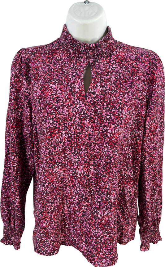 J.Jill Women’s Pink/Purple Long Sleeve Keyhole Front Blouse - S