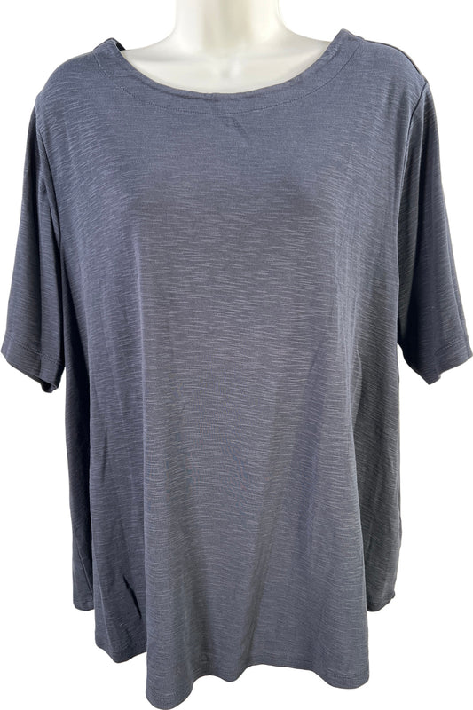 J.Jill Women’s Blue Pima Slub Cotton Elbow Sleeve T-Shirt - XL