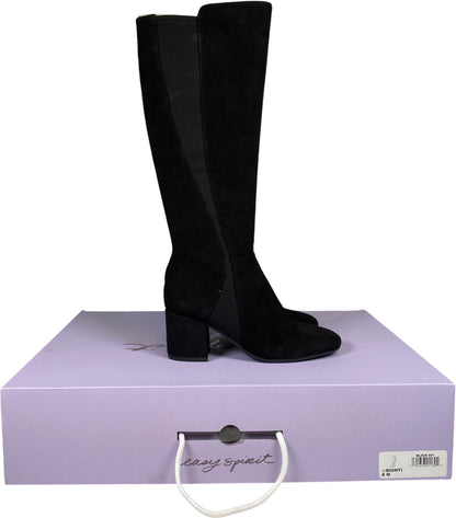 Easy Spirit Women’s Black Suede Bionti Side Zip Tall Riding Boots - 8