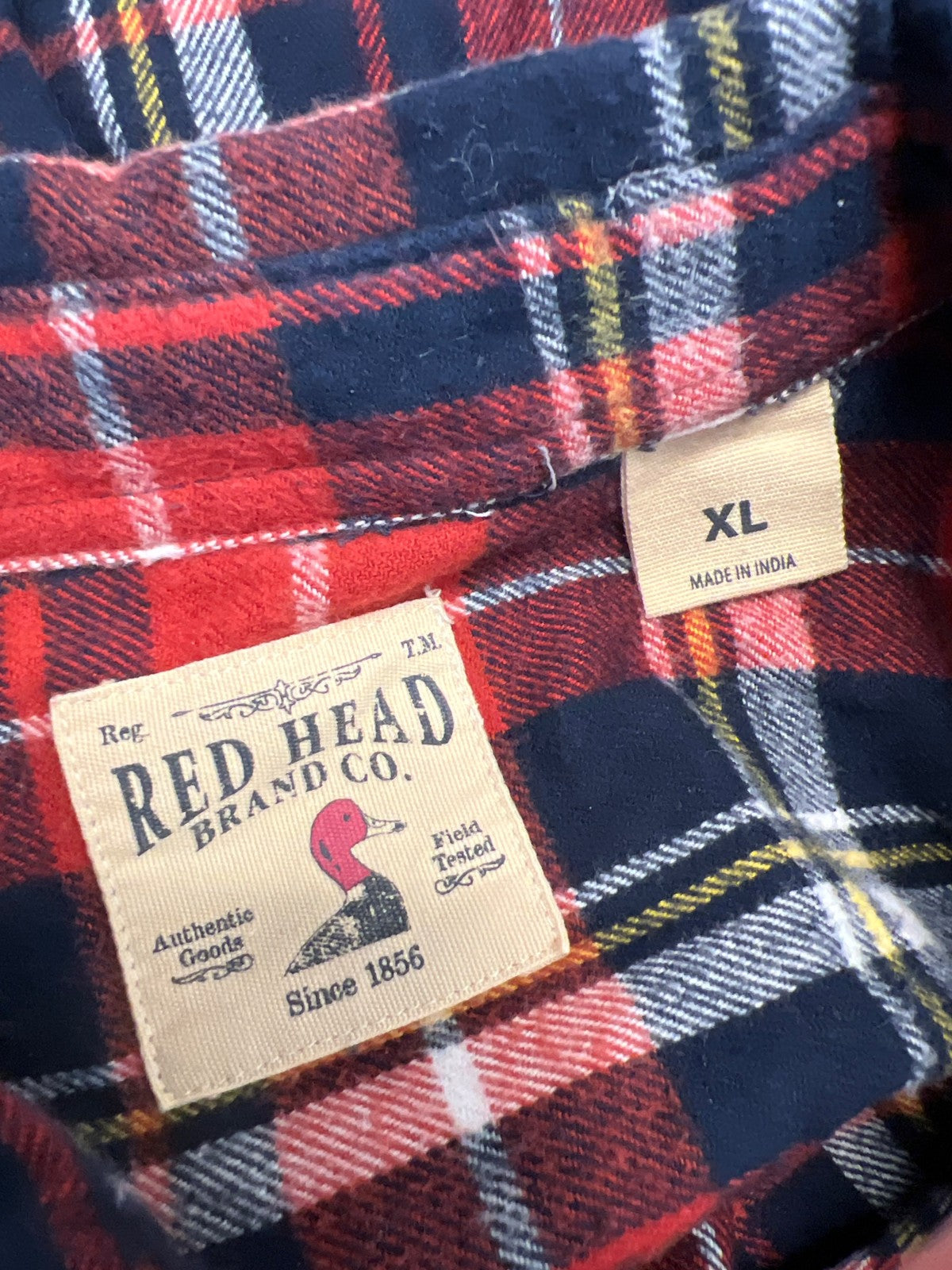 Red Head Men’s Red Plaid Long Sleeve Button Up Flannel Shirt - XL