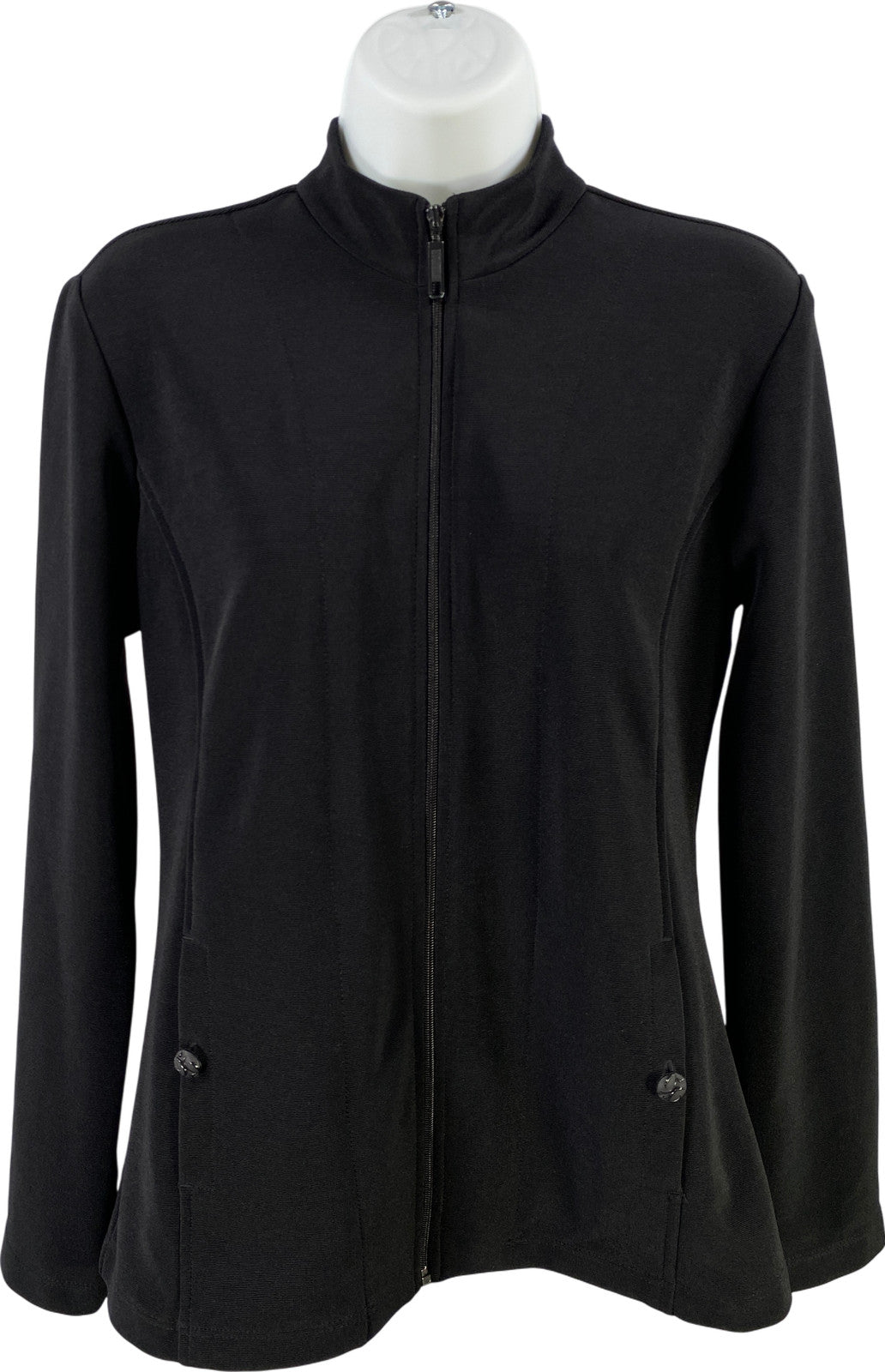 Chico’s Women’s Black Stretch Long Sleeve Full Zip Jacket - 0/S