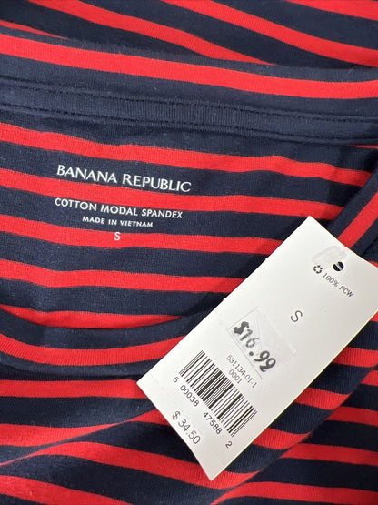 NEW Banana Republic Red Striped Short Sleeve T-Shirt - S