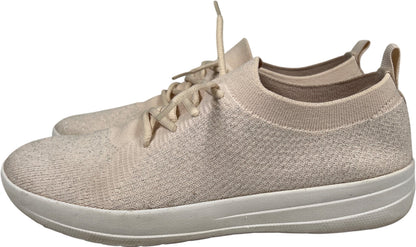 FitFlop Women’s Ivory Metallic Super Q Knit Slip On Sneakers - 8