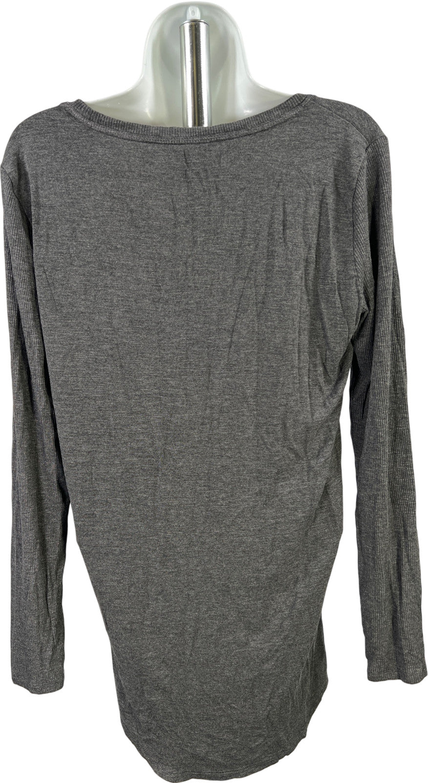 White House Black Market Women’s Gray Long Ribbed Sleeve Shirt - M