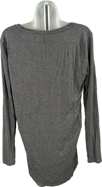 White House Black Market Women’s Gray Long Ribbed Sleeve Shirt - M