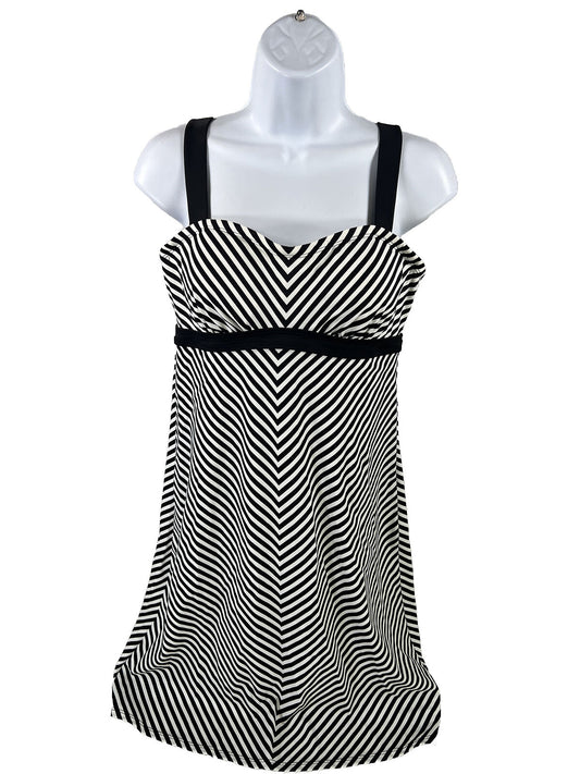 Athleta Women's White/Black Striped Padded Swim Dress - 34B/C
