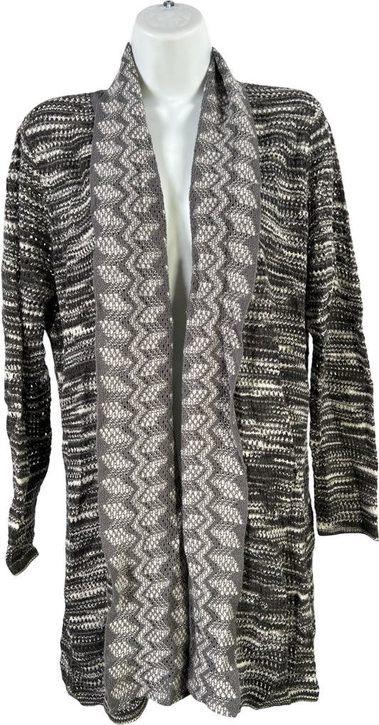 Chico’s Women’s Gray Long Sleeve Open Knit Cardigan Sweater - 2/US L