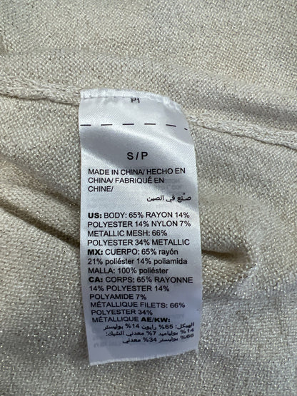 White House Black Market Women’s Ivory/Beige Metallic Tank Top - S