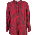 J.Jill Women’s Red Plaid Long Sleeve 1/2 Button Pullover Shirt - M